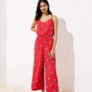 LOFT Red Polka Dot Wide Leg Jumper SP